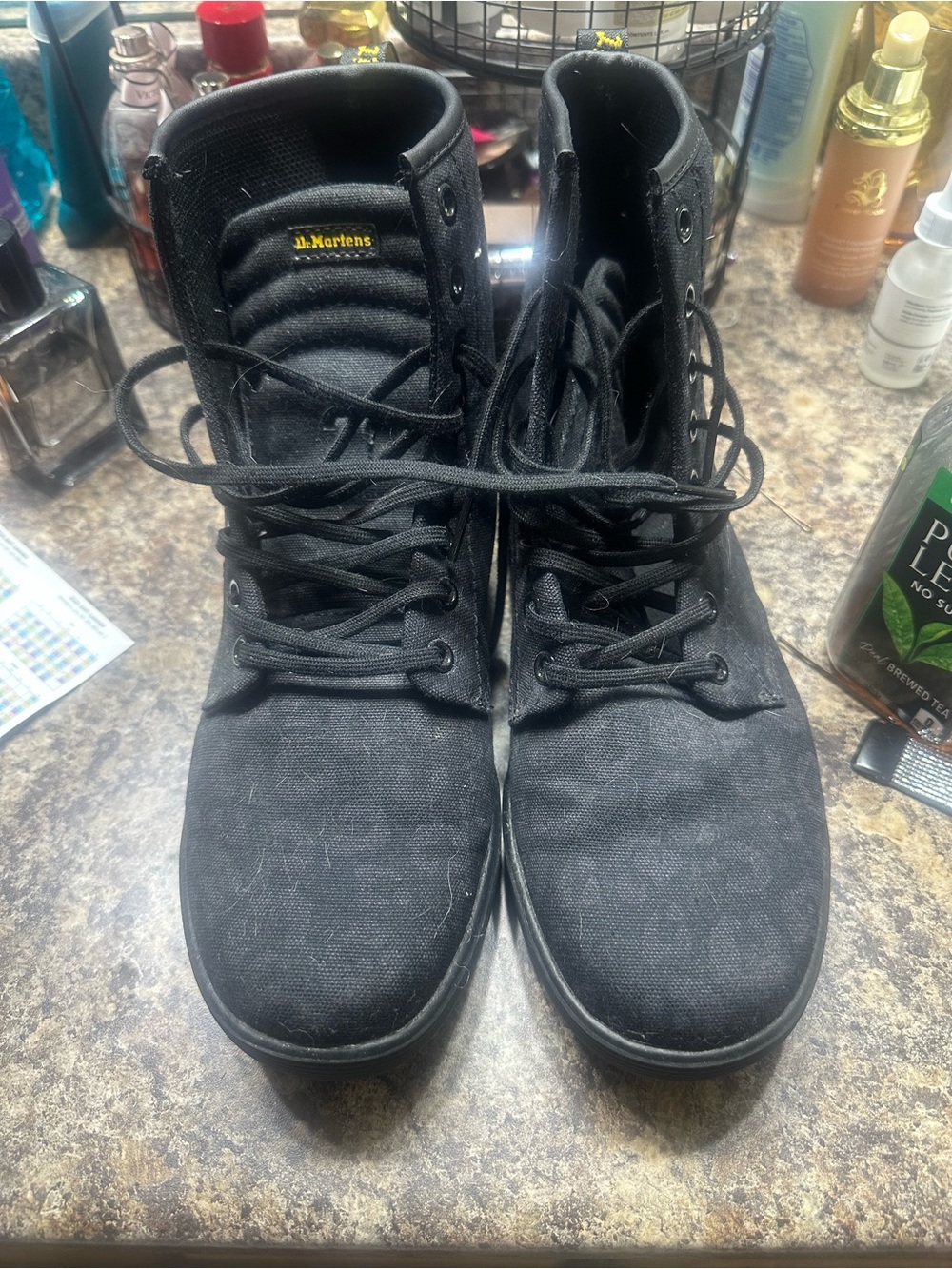 Dr. Martens Black Canvas Lace-Up Combat Boots
